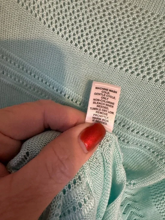 NWT GORGEOUS Seafoam Green Open-Knit Drop-Shoulder Top PLUS: 26/28 #C - Picture 6 of 9